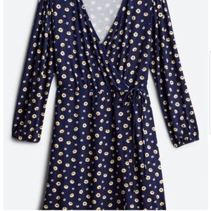 Nine Britton Blue and White Bishop Sleeve Wrap Dress